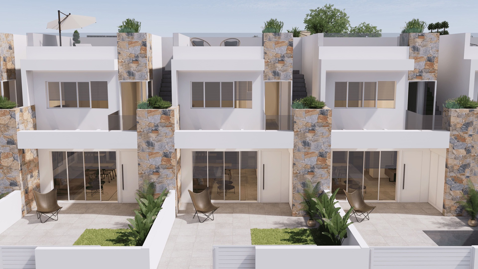New build townhouses for sale in the new residential area of Villamartin.