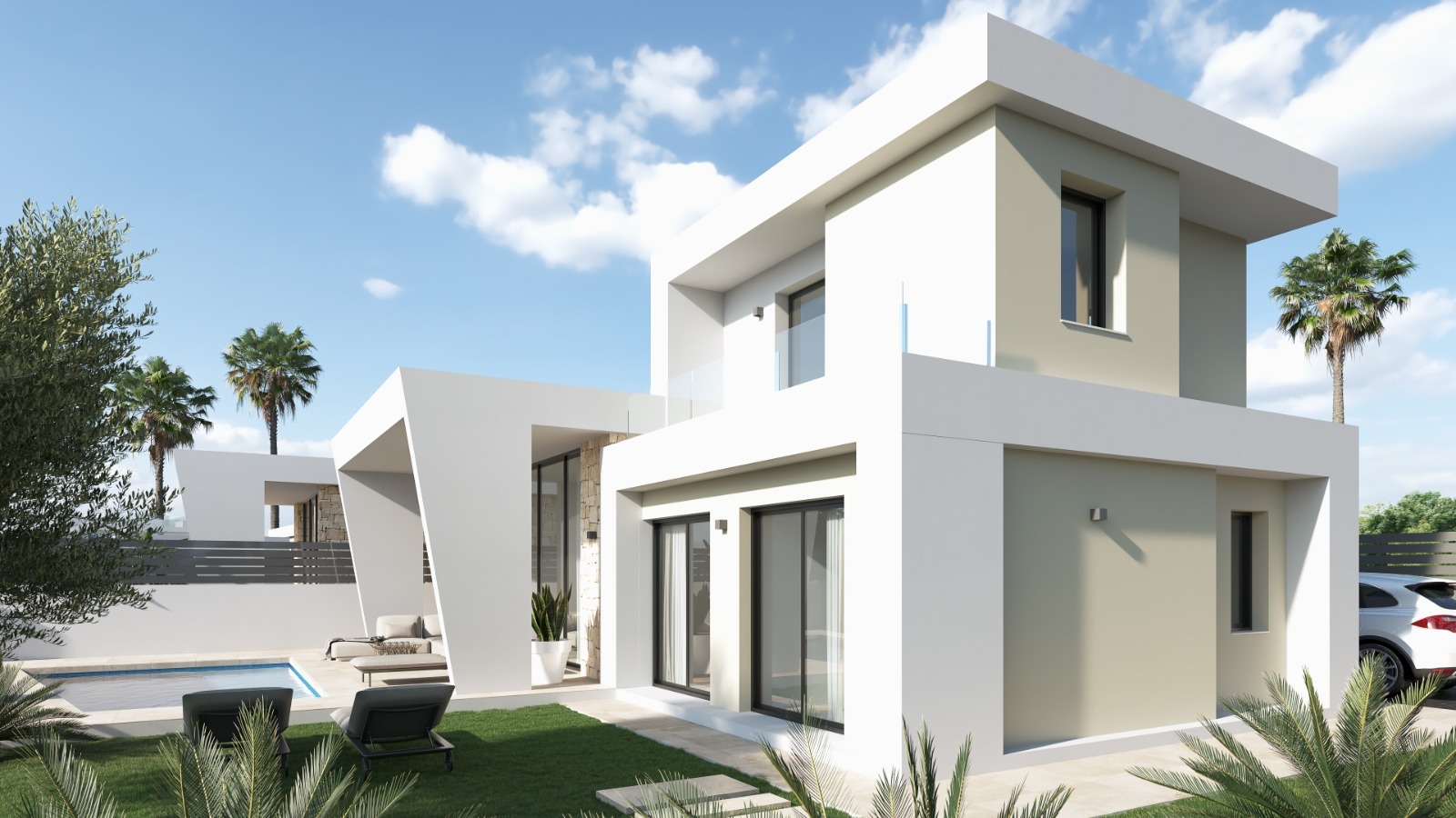 Nieuwbouw villa’s te koop in de meest residentiële zone bij de zoutmeren in Torrevieja.